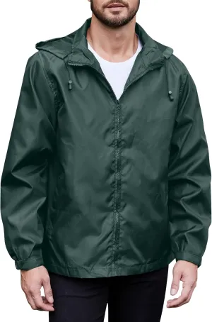 Men's Rain Jacket Running Golf Jackets Waterproof Breathable Raincoat with Hood Lightweight Windbreaker Hiking Jacket