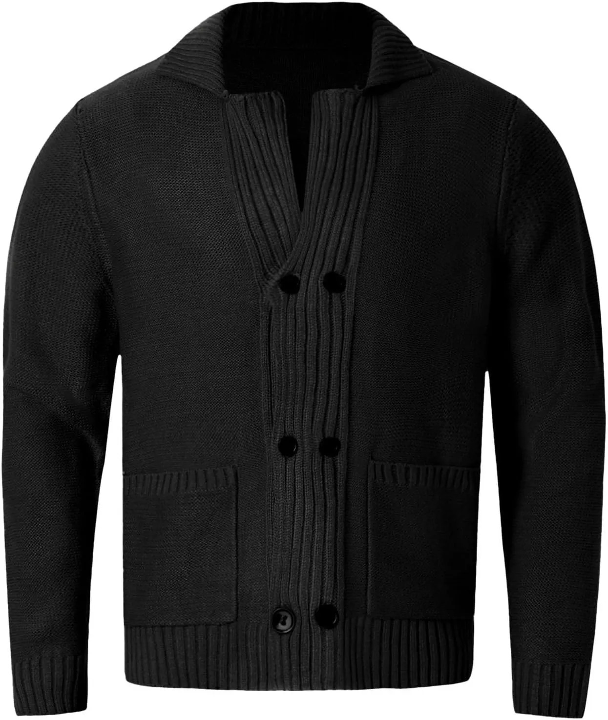 Mens Shawl Collar Cardigan Sweater Cable Knit Button Down Cardigans Casual Winter Chunky Sweaters with Pockets