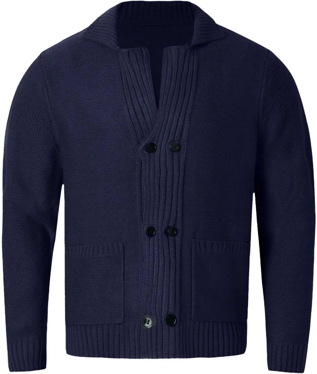 Mens Shawl Collar Cardigan Sweater Cable Knit Button Down Cardigans Casual Winter Chunky Sweaters with Pockets
