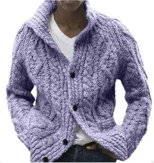 Mens Shawl Collar Cardigan Sweater Cable Knitted Button Down Solid Color Sweaters Chunky Fall Winter Outwear