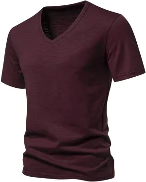 Mens Shirts Casual V Neck Workout Shirts Quick Dry Breathable Running Short Sleeve Athletic Gym Performance Tee Tops