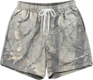 Mens Shorts Casual Drawstring Elastic Waist Beach Shorts Fashion Camo Print Board Shorts Athletic Mesh Gym Shorts