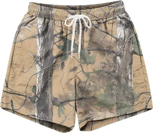 Mens Shorts Casual Drawstring Elastic Waist Beach Shorts Fashion Camo Print Board Shorts Athletic Mesh Gym Shorts
