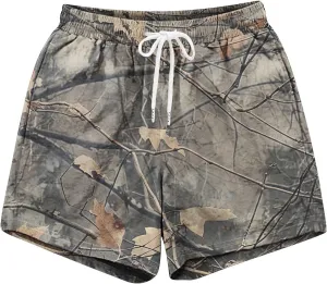 Mens Shorts Casual Drawstring Elastic Waist Beach Shorts Fashion Camo Print Board Shorts Athletic Mesh Gym Shorts