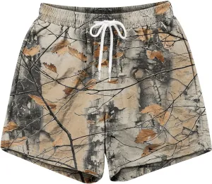 Mens Shorts Casual Drawstring Elastic Waist Beach Shorts Fashion Camo Print Board Shorts Athletic Mesh Gym Shorts