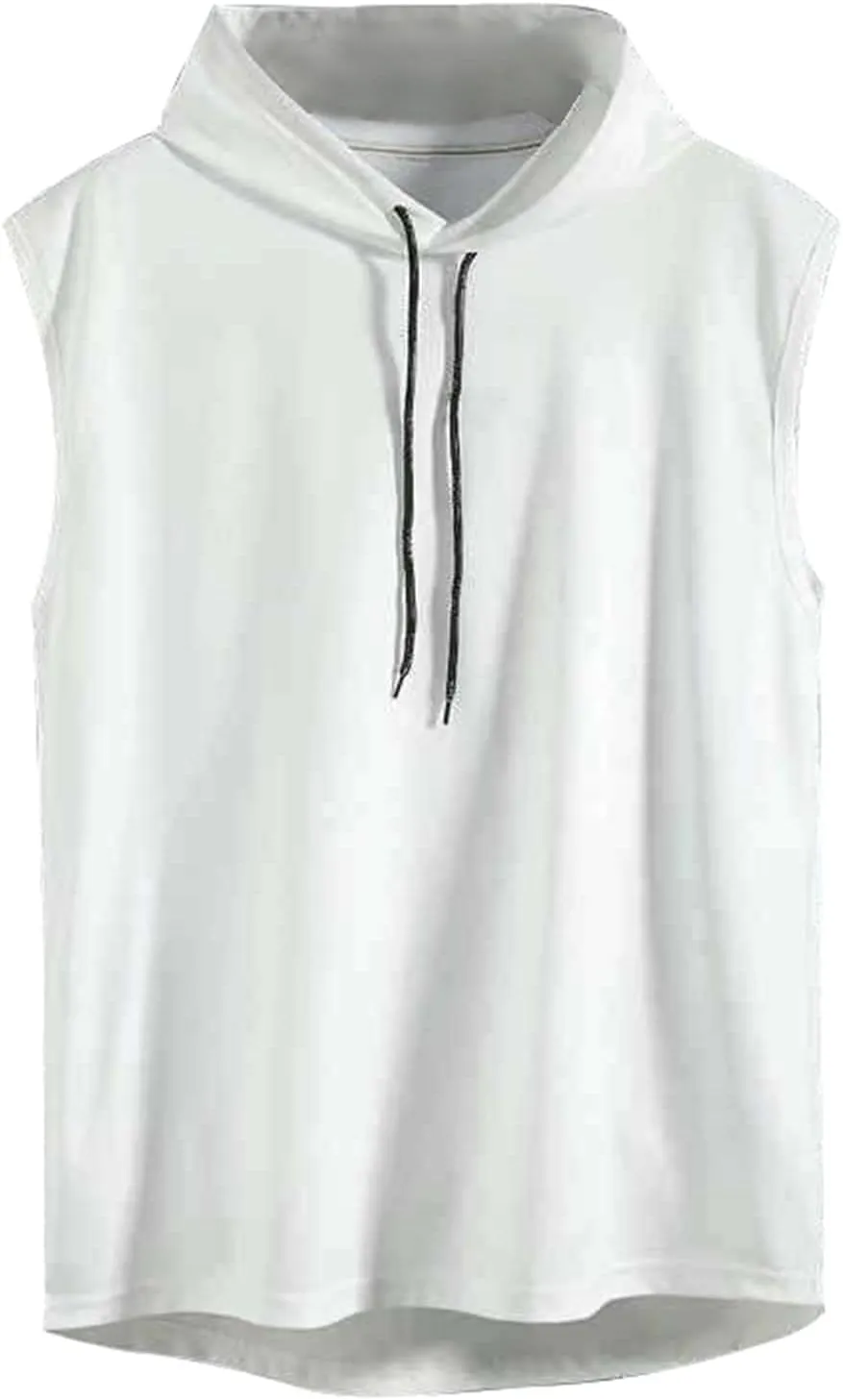 Mens Sleeveless Tank Tops with Hooded Breathable Quick Dry Summer Hoodie Trendy Solid Color Athletic Training Pullover