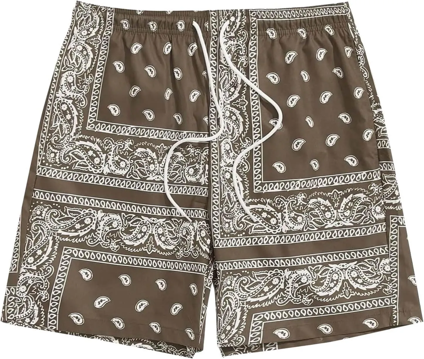 Mens Summer Drawstring Paisley Cooling Shorts Graphic Printed Hawaiian Boho Beach Streetwear Shorts for Men