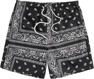 Mens Summer Drawstring Paisley Cooling Shorts Graphic Printed Hawaiian Boho Beach Streetwear Shorts for Men