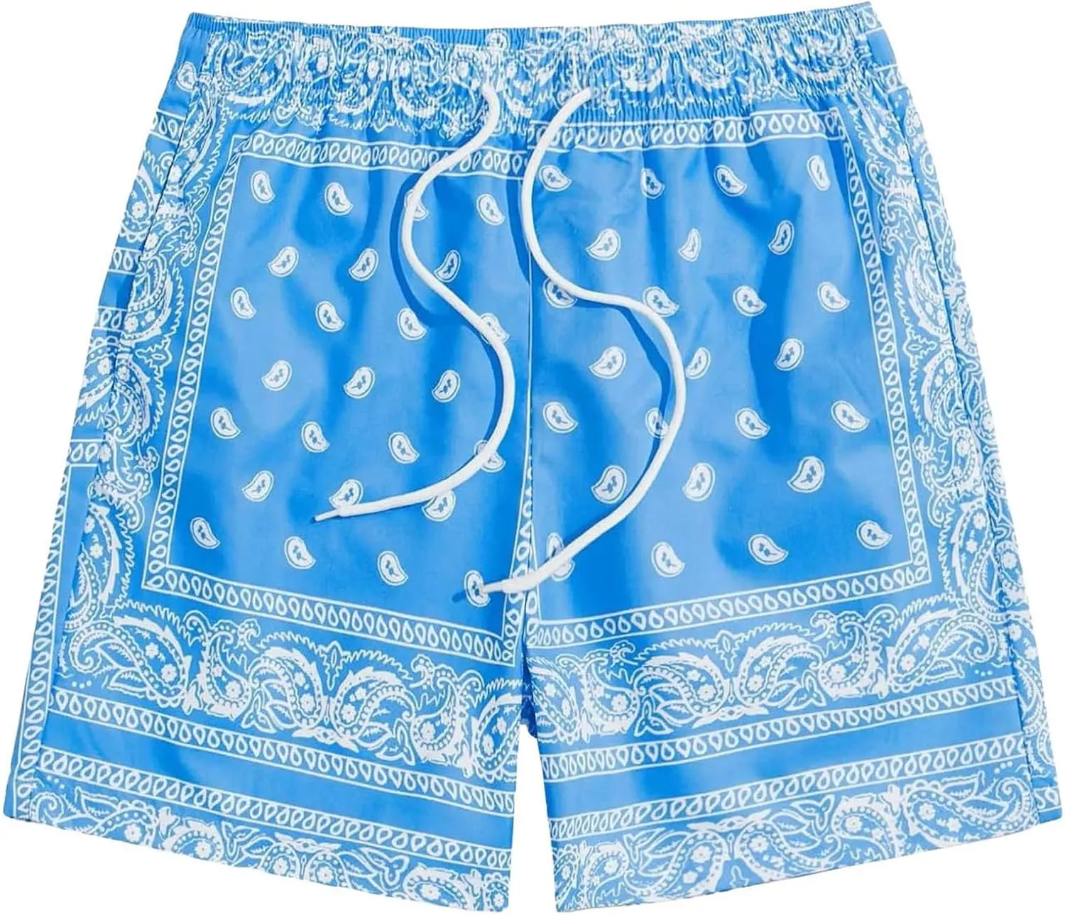 Mens Summer Drawstring Paisley Cooling Shorts Graphic Printed Hawaiian Boho Beach Streetwear Shorts for Men