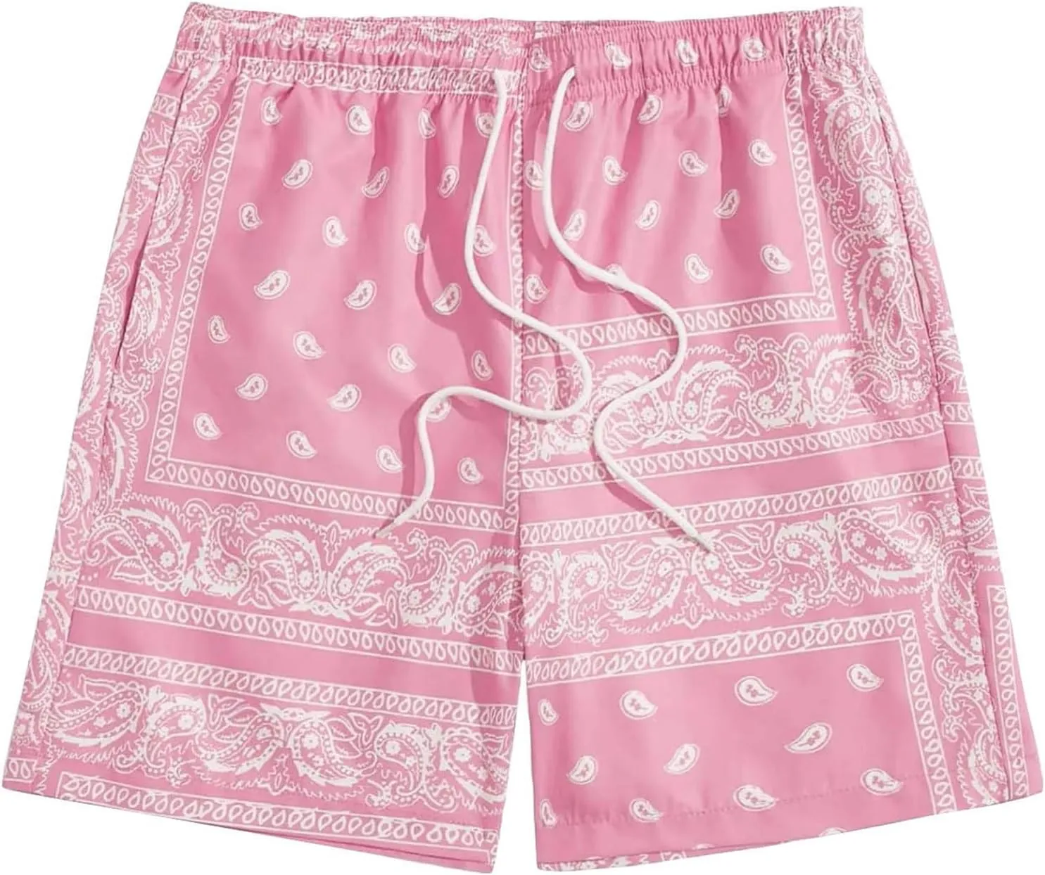 Mens Summer Drawstring Paisley Cooling Shorts Graphic Printed Hawaiian Boho Beach Streetwear Shorts for Men
