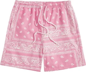 Mens Summer Drawstring Paisley Cooling Shorts Graphic Printed Hawaiian Boho Beach Streetwear Shorts for Men