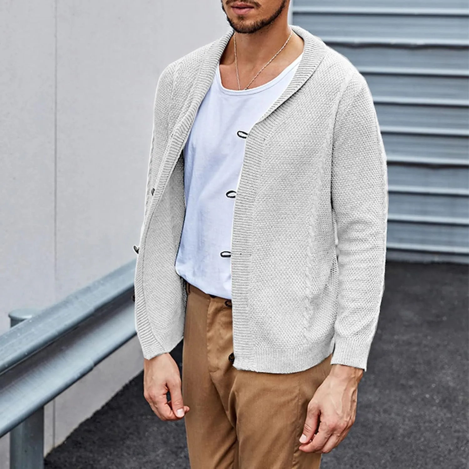 Mens Sweater Men's Lightweight Cardigan Sweater Single-Breasted V-Neck Knitted Cardigans Jacket