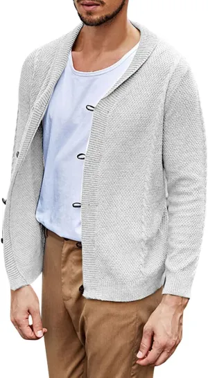 Mens Sweater Men's Lightweight Cardigan Sweater Single-Breasted V-Neck Knitted Cardigans Jacket
