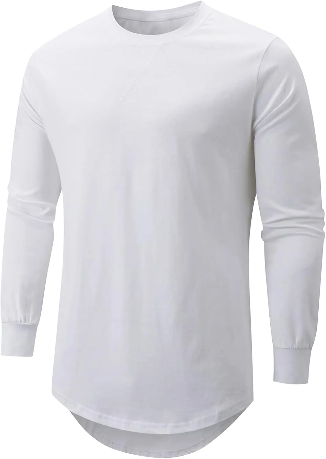 Mens T Shirts Casual Hipster Hip Hop Longline Crewneck Tee Shirts