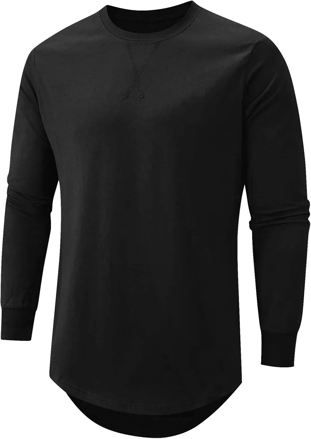 Mens T Shirts Casual Hipster Hip Hop Longline Crewneck Tee Shirts