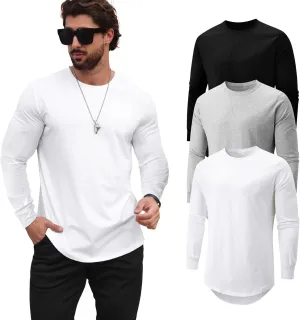 Mens T Shirts Casual Hipster Hip Hop Longline Crewneck Tee Shirts