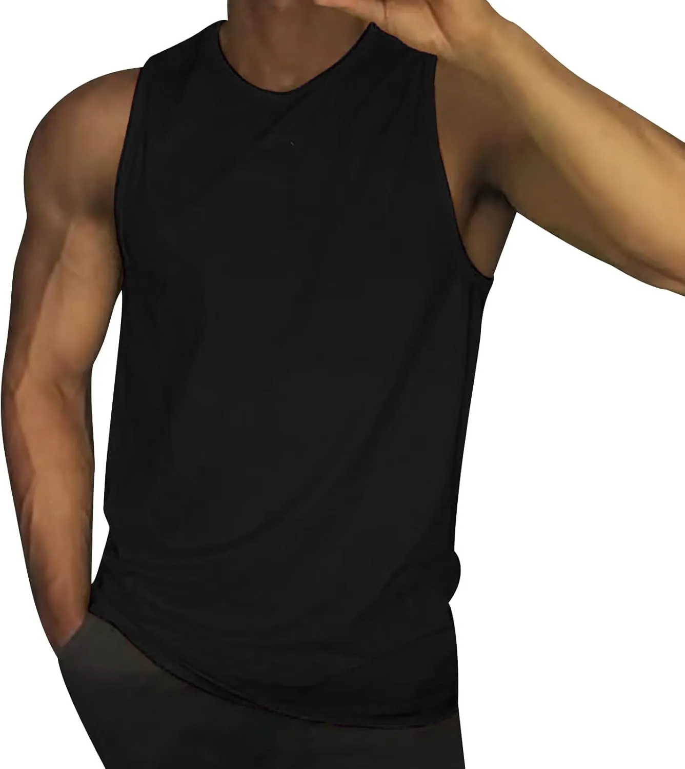 Mens UPF 50  Tank Tops Breathable Quick Dry Sleeveless Gym Workout Vest Shirts Moisture Wicking Muscle Cut Off Shirt