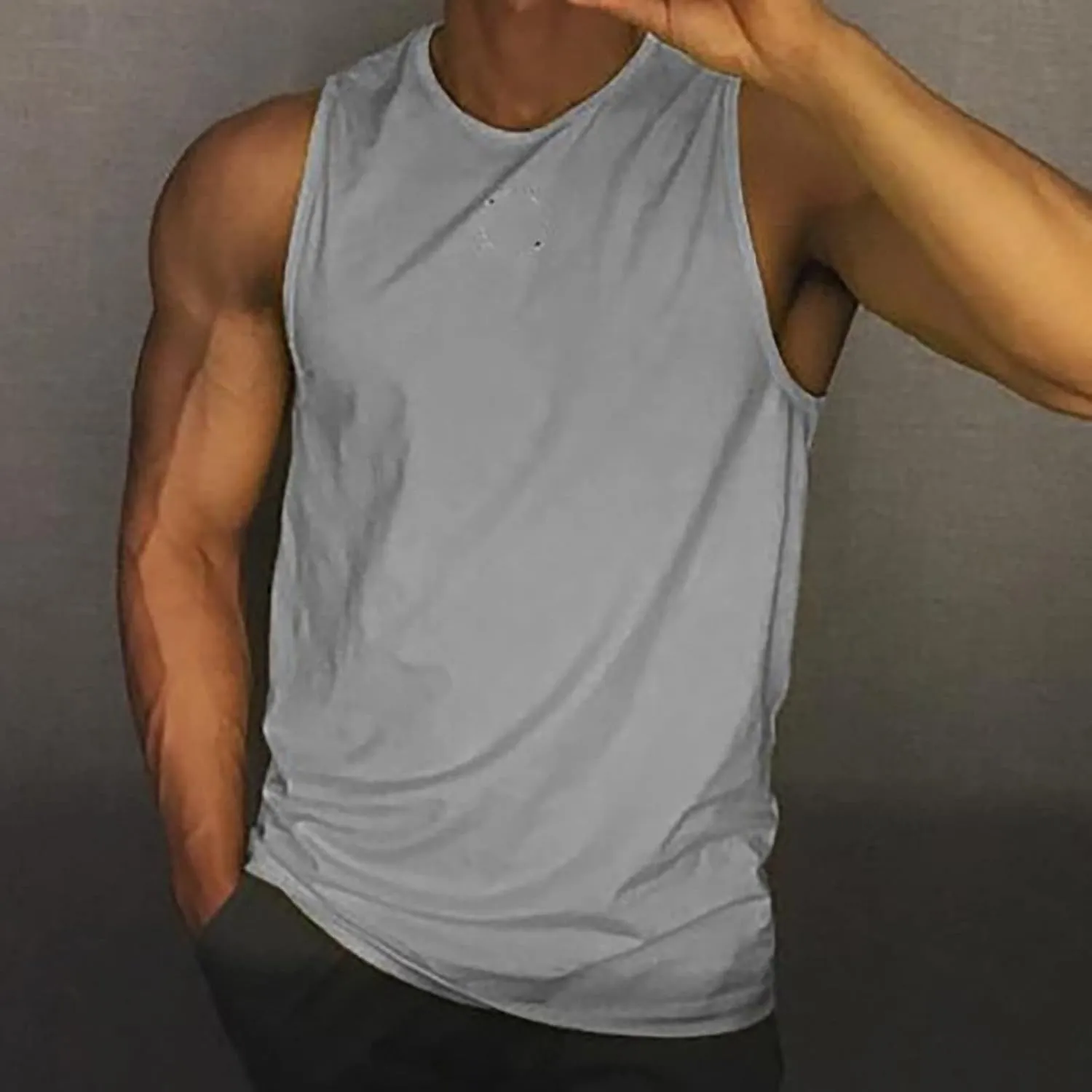 Mens UPF 50  Tank Tops Breathable Quick Dry Sleeveless Gym Workout Vest Shirts Moisture Wicking Muscle Cut Off Shirt
