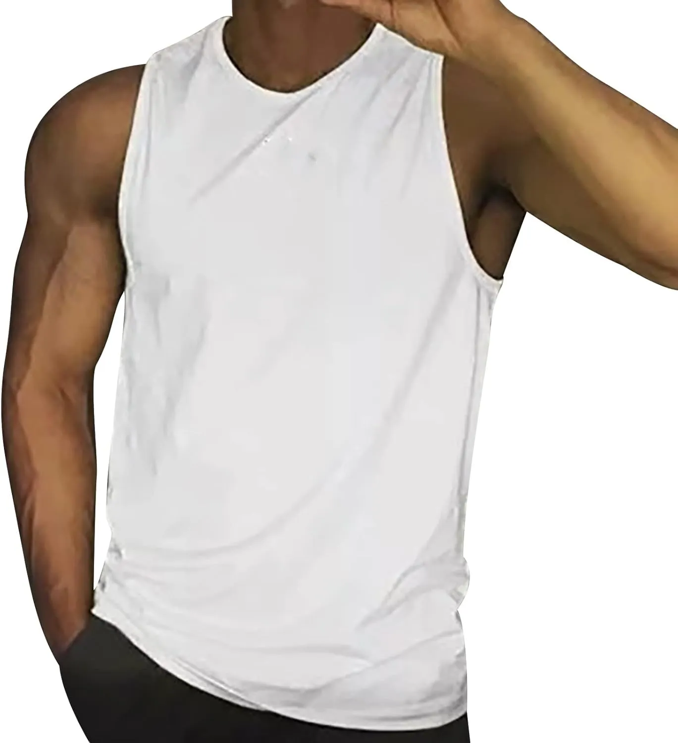 Mens UPF 50  Tank Tops Breathable Quick Dry Sleeveless Gym Workout Vest Shirts Moisture Wicking Muscle Cut Off Shirt