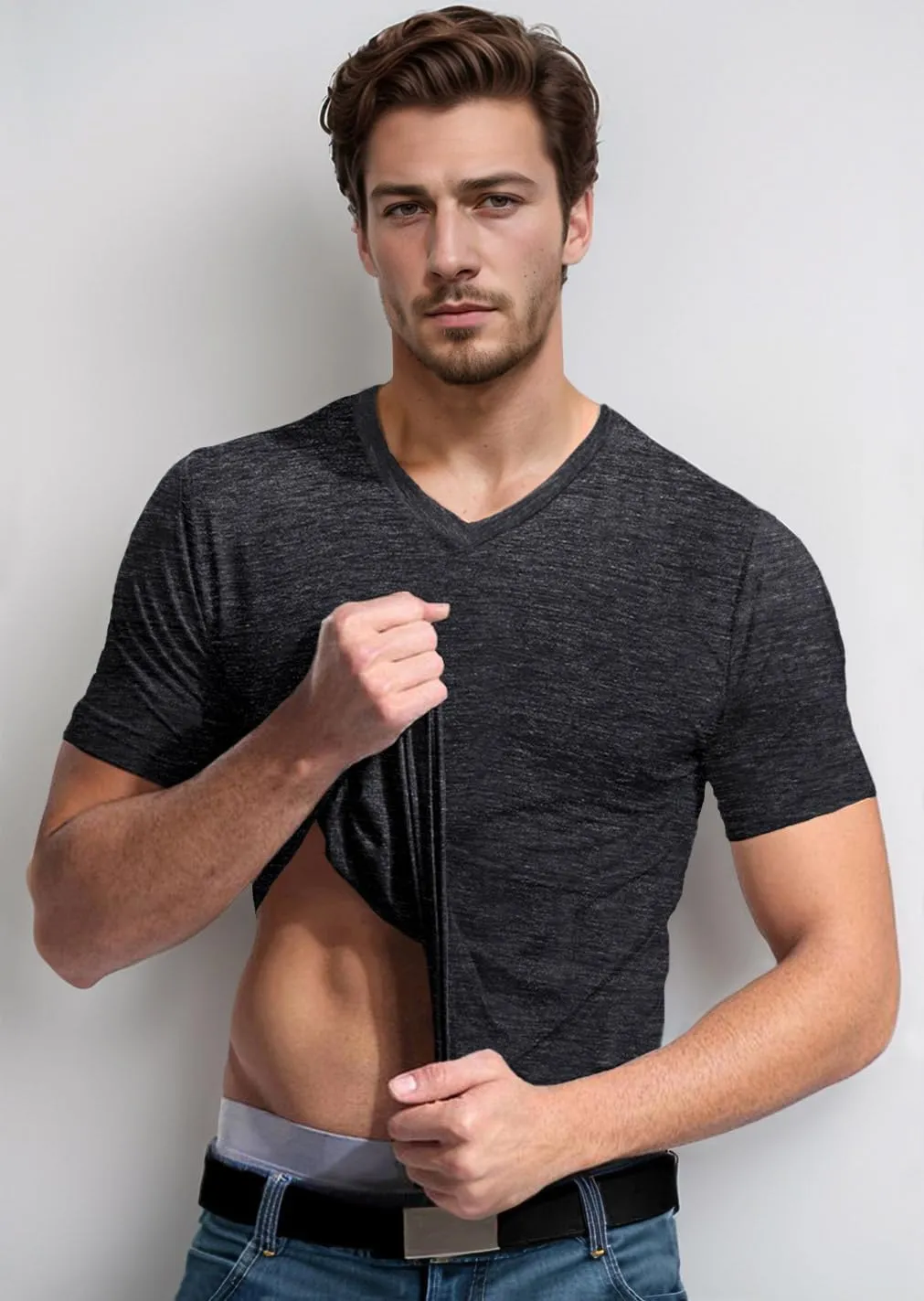 Mens V Neck T Shirts Casual Stylish Graphic Stretch Short Sleeve T-Shirt Cotton Tees Tops Shirt