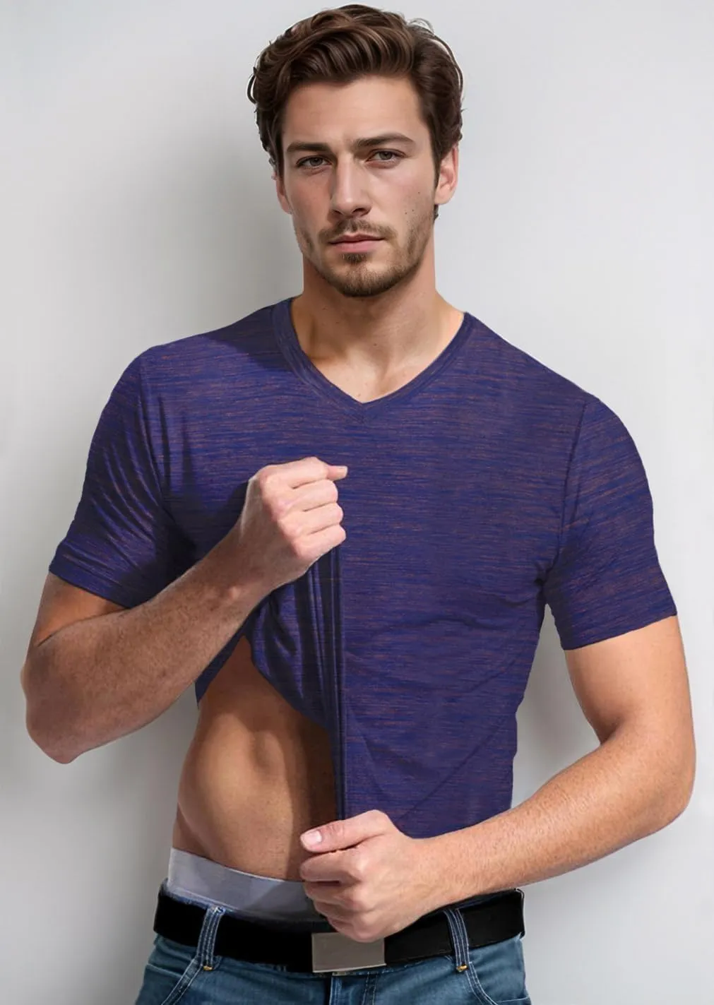 Mens V Neck T Shirts Casual Stylish Graphic Stretch Short Sleeve T-Shirt Cotton Tees Tops Shirt