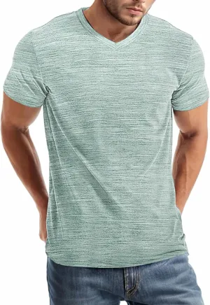 Mens V Neck T Shirts Casual Stylish Graphic Stretch Short Sleeve T-Shirt Cotton Tees Tops Shirt