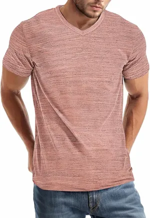 Mens V Neck T Shirts Casual Stylish Graphic Stretch Short Sleeve T-Shirt Cotton Tees Tops Shirt