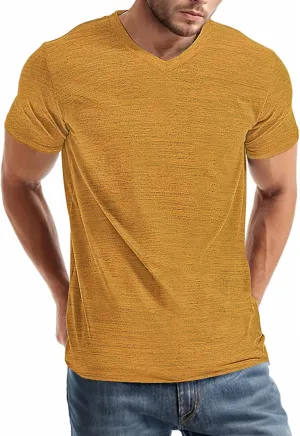 Mens V Neck T Shirts Casual Stylish Graphic Stretch Short Sleeve T-Shirt Cotton Tees Tops Shirt