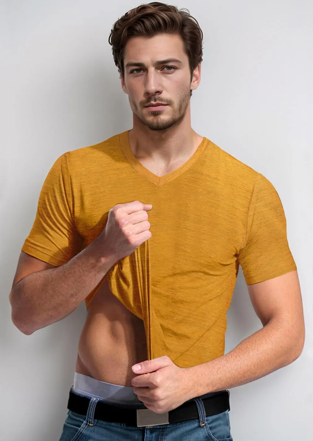 Mens V Neck T Shirts Casual Stylish Graphic Stretch Short Sleeve T-Shirt Cotton Tees Tops Shirt