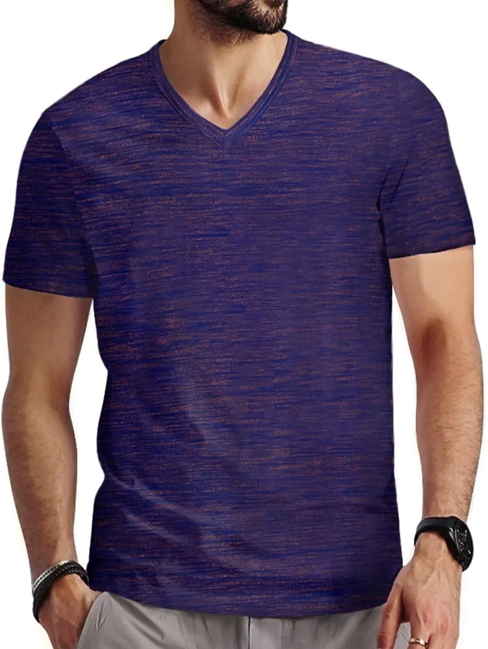 Mens V Neck T Shirts Casual Stylish Graphic Stretch Short Sleeve T-Shirt Cotton Tees Tops Shirt
