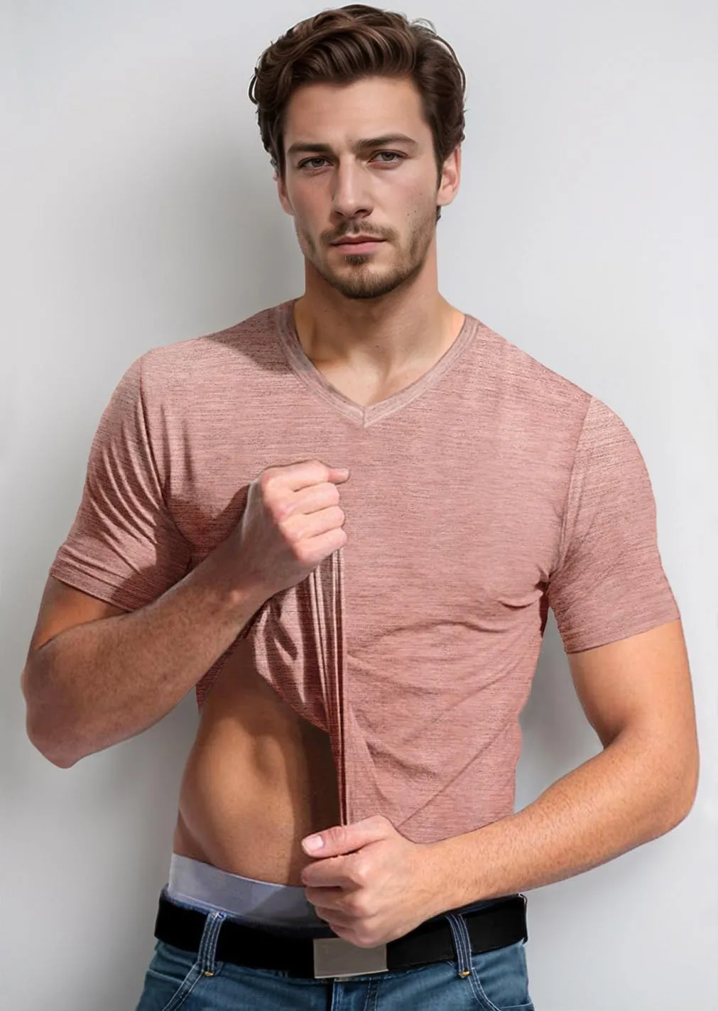 Mens V Neck T Shirts Casual Stylish Graphic Stretch Short Sleeve T-Shirt Cotton Tees Tops Shirt