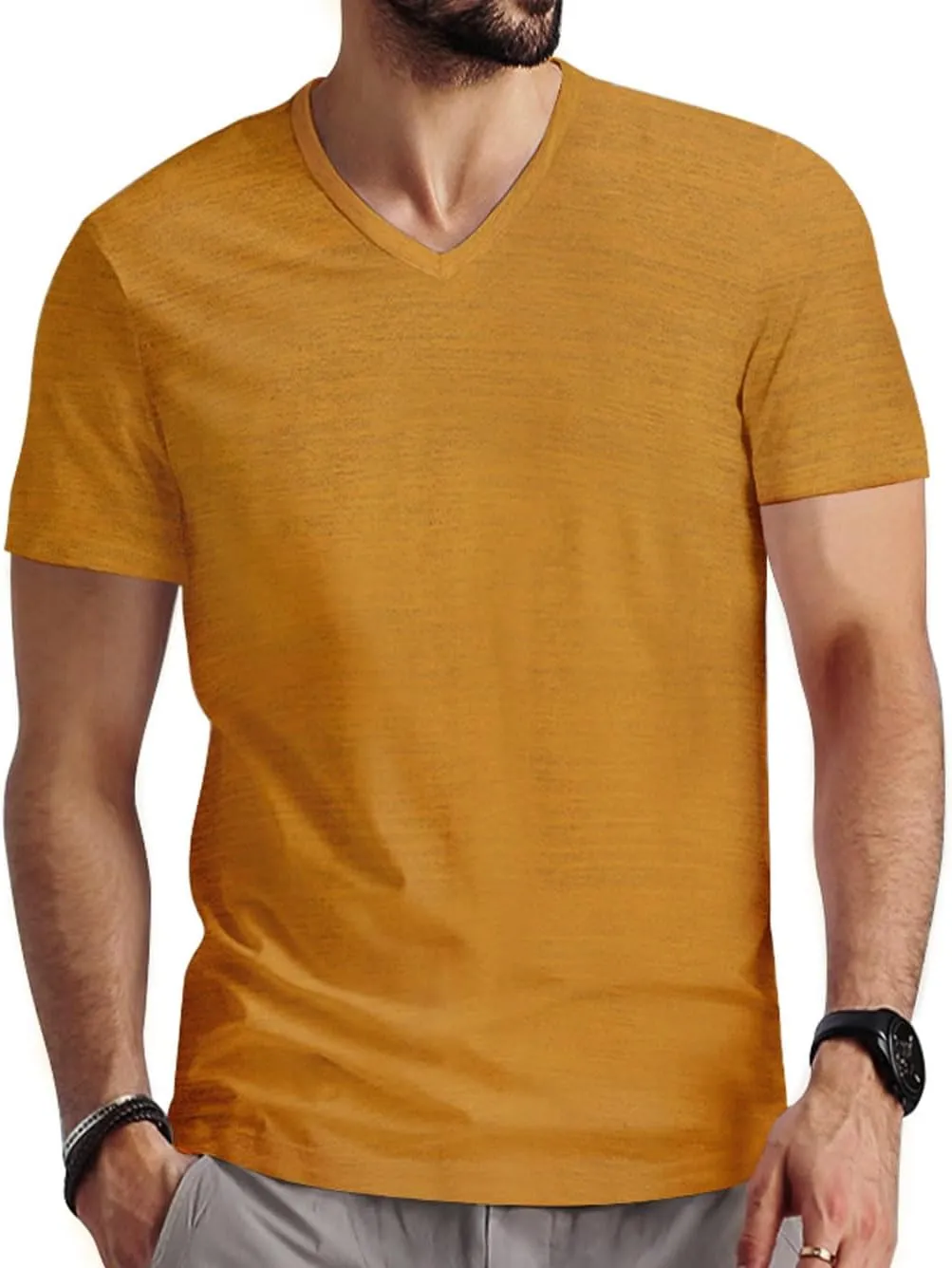 Mens V Neck T Shirts Casual Stylish Graphic Stretch Short Sleeve T-Shirt Cotton Tees Tops Shirt
