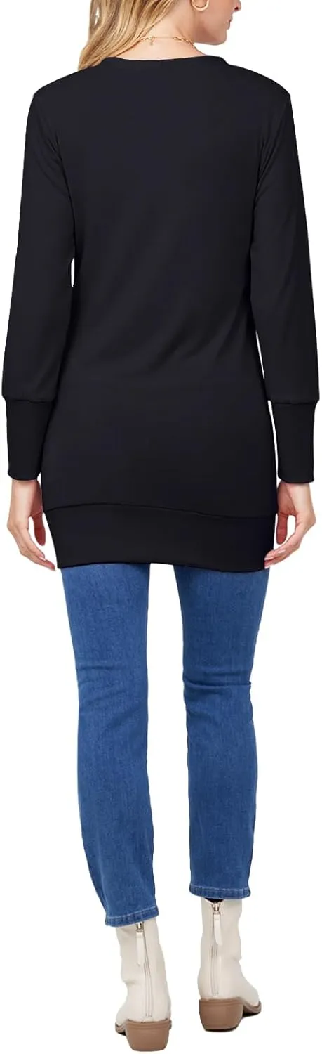 MEROKEETY Women's 2024 Fall Long Sleeve Snap Button Down Solid Color Knit Ribbed Neckline Cardigans