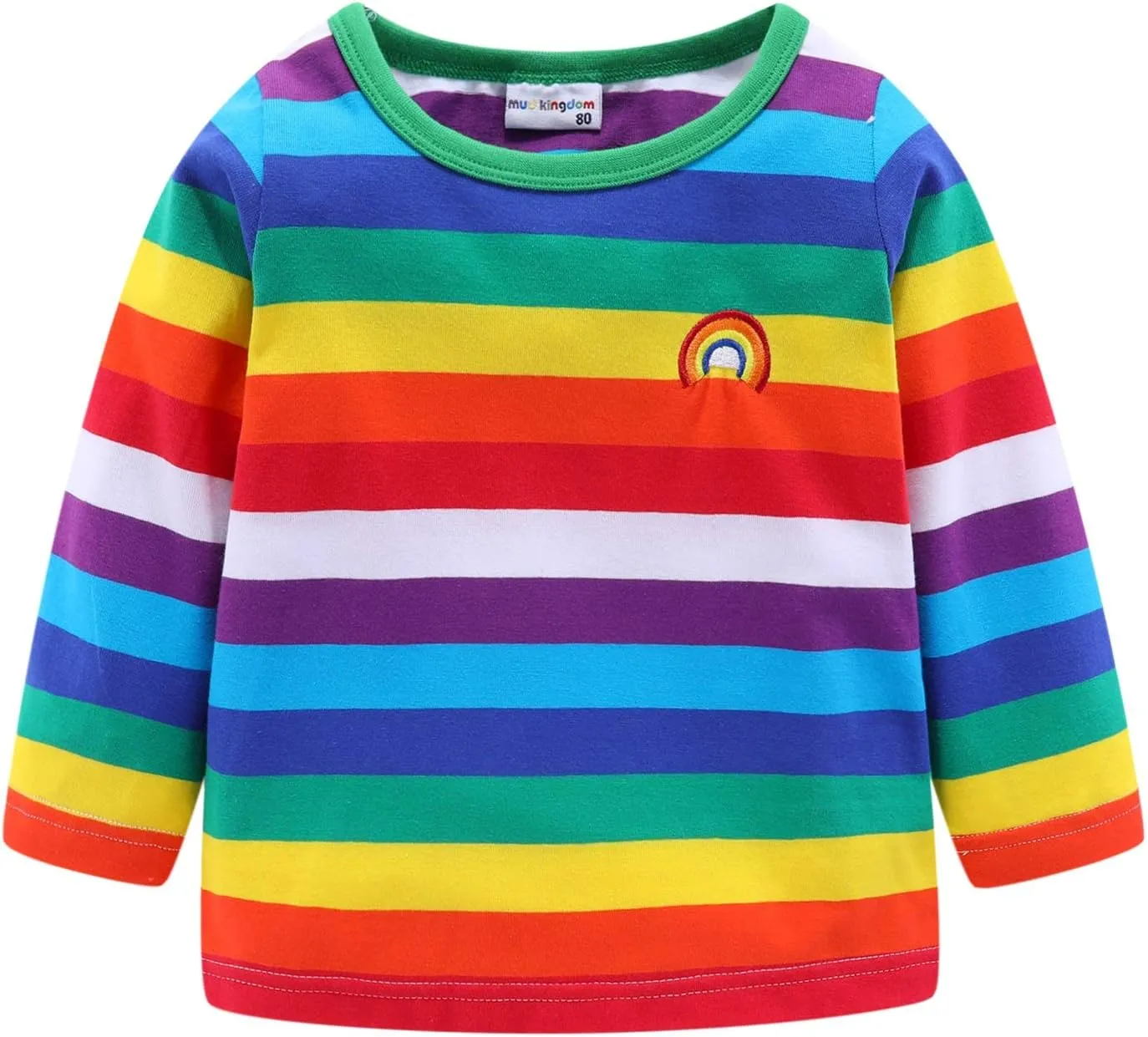 Mud Kingdom Boys Girls T-Shirts Rainbow Stripe Cotton Unisex Top