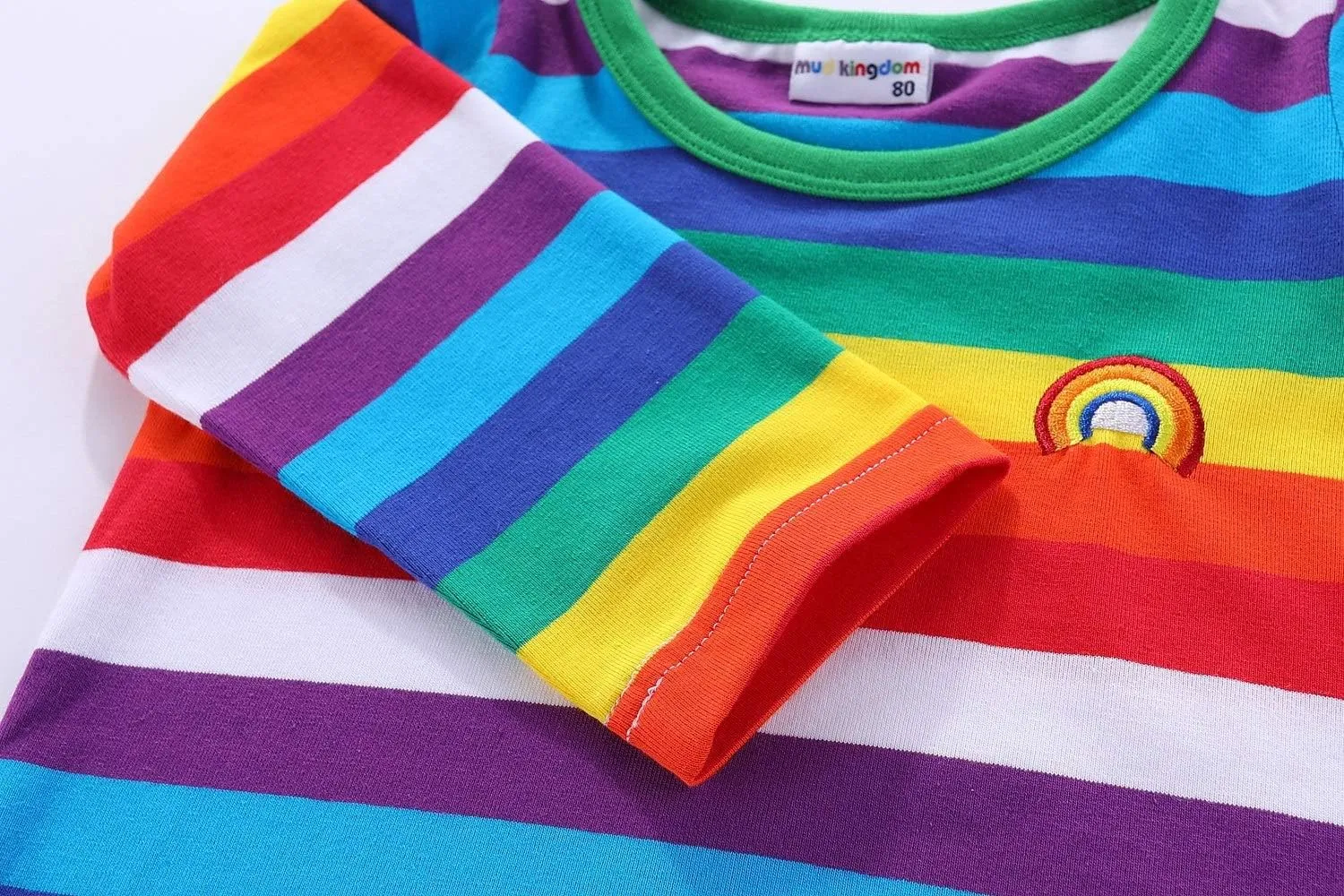Mud Kingdom Boys Girls T-Shirts Rainbow Stripe Cotton Unisex Top