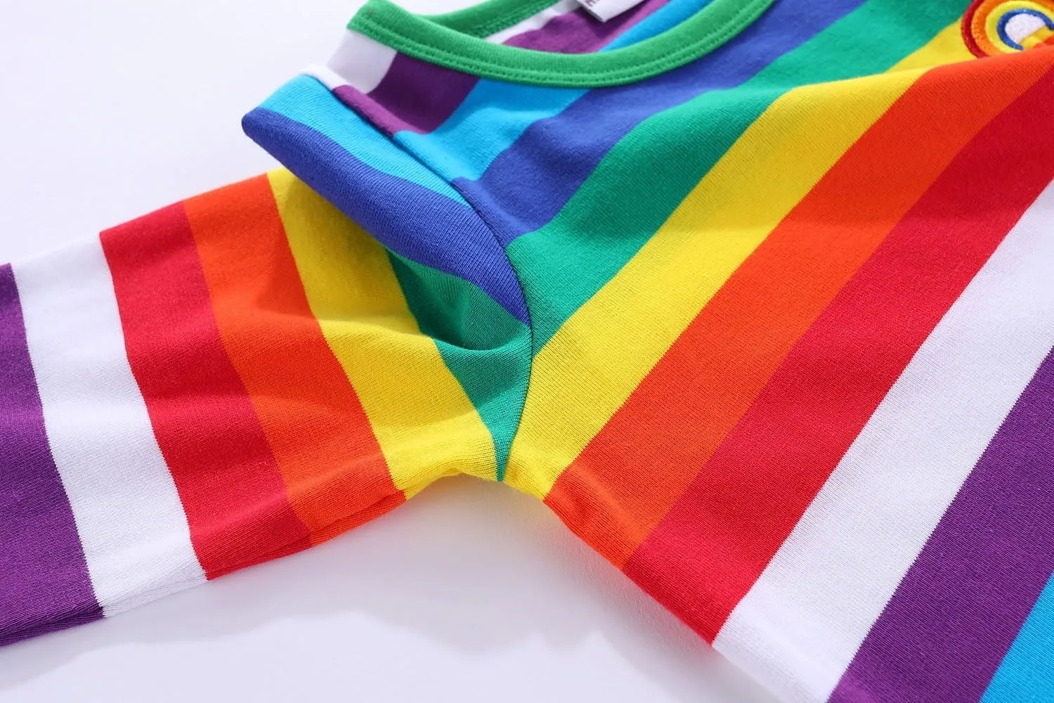 Mud Kingdom Boys Girls T-Shirts Rainbow Stripe Cotton Unisex Top
