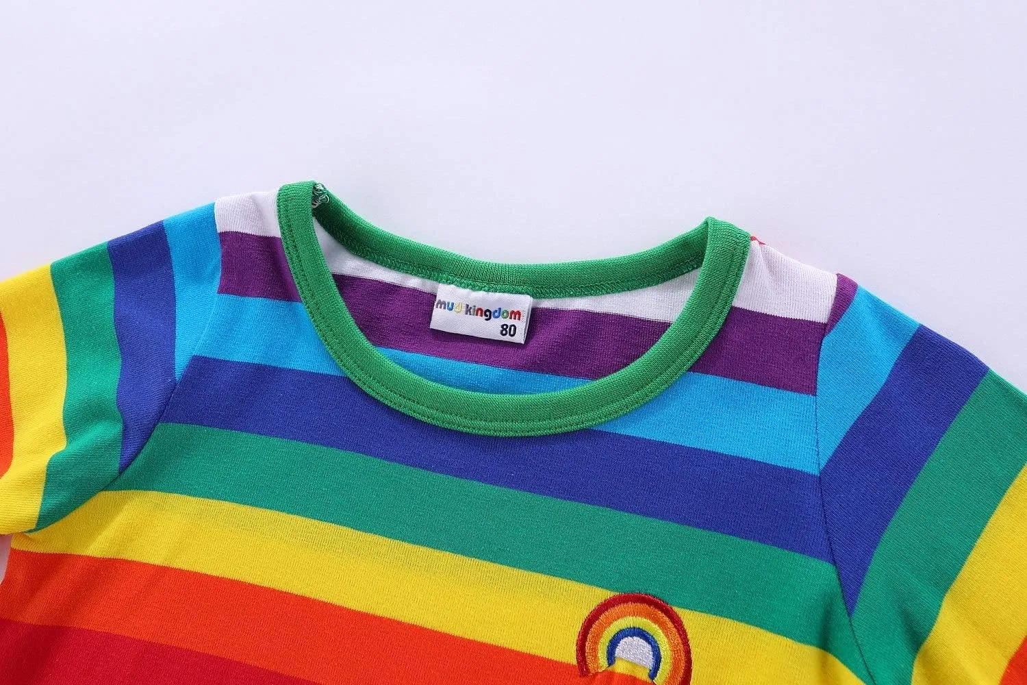 Mud Kingdom Boys Girls T-Shirts Rainbow Stripe Cotton Unisex Top