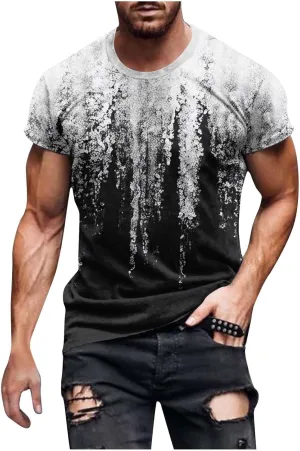 Muscularfit Mens Shirts Big and Tall Athletic Running Gym Workout Tee Tops Summer Casual Short Sleeve Crewneck Loose Pullover