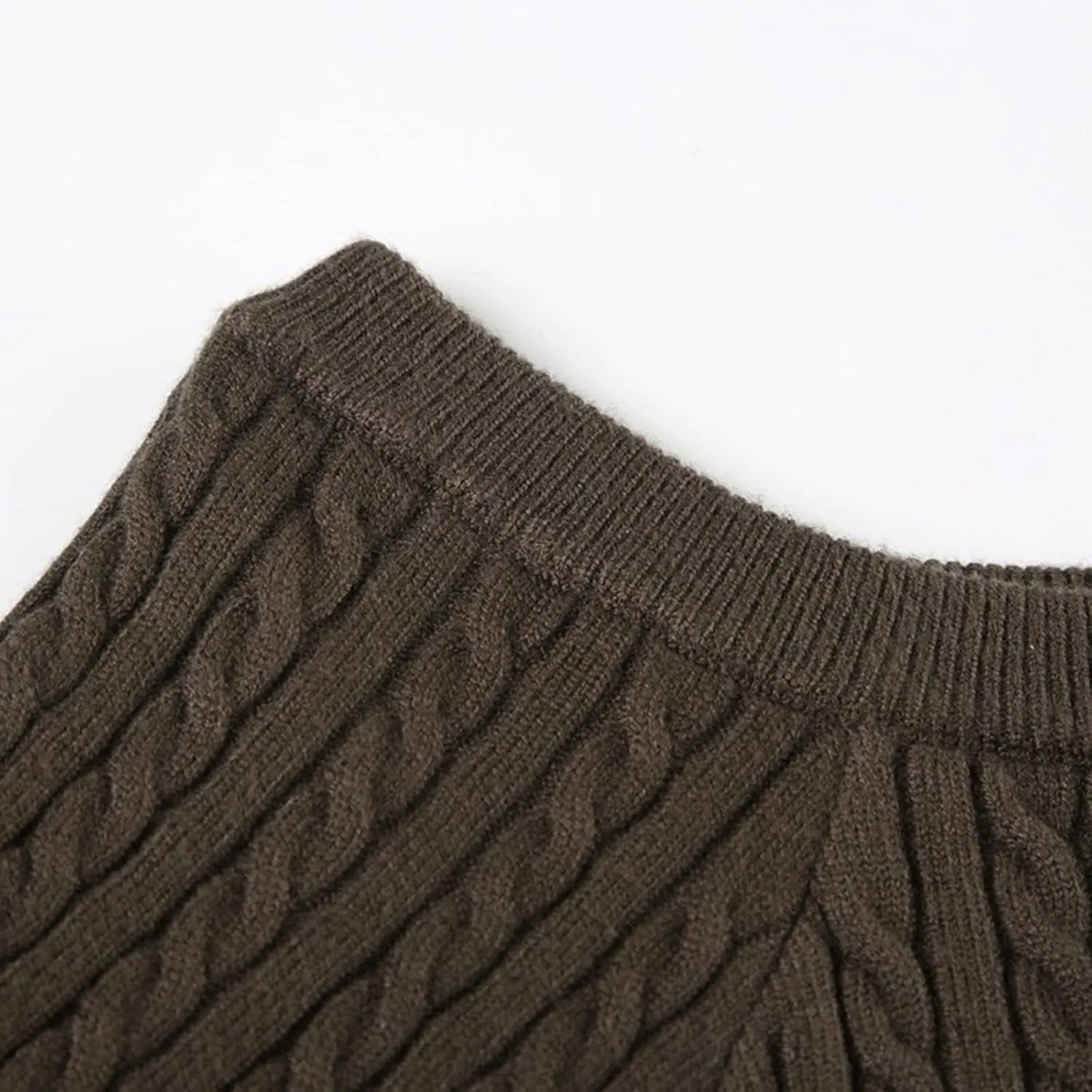 Off Shoulder Knit Sweater, Cable Knit Pullover for Women, Slim Fit Long Sleeve Jumper Crop Tops, Trendy Chic Y2k