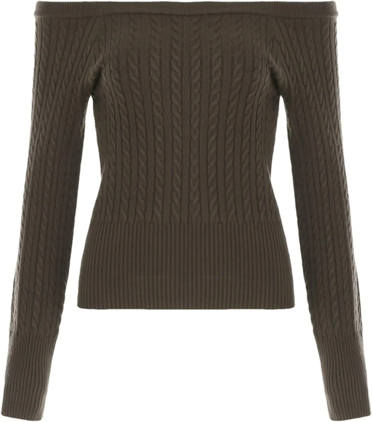 Off Shoulder Knit Sweater, Cable Knit Pullover for Women, Slim Fit Long Sleeve Jumper Crop Tops, Trendy Chic Y2k