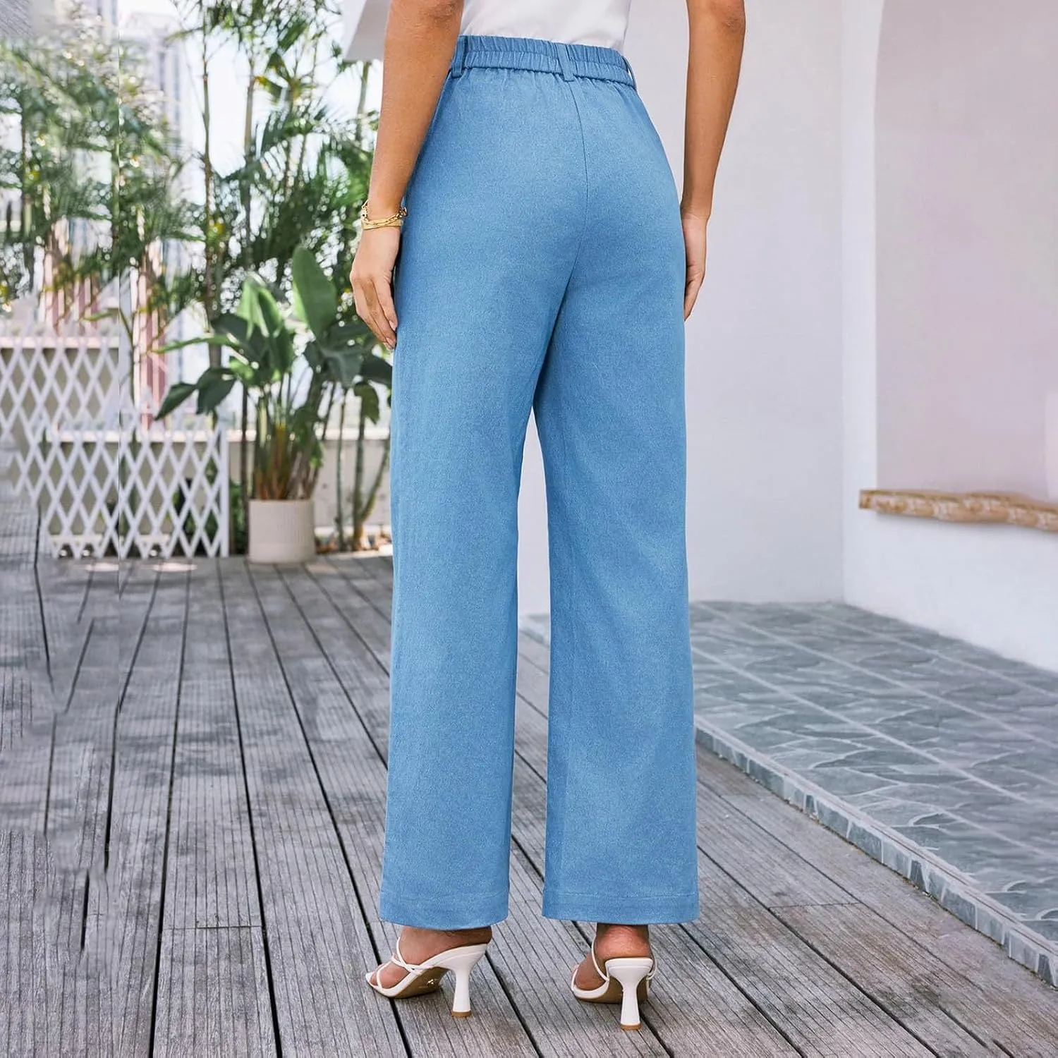 Oprah's Favorite Cropped Pants 2025, Tummy Control Wide Leg Trousers, Baggy Trousers High Waisted Stretchy Flare Pants
