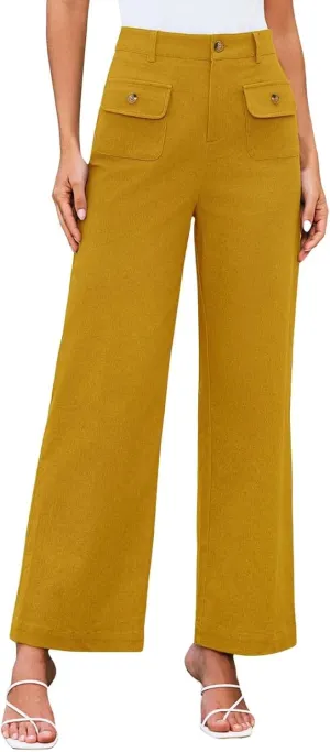 Oprah's Favorite Cropped Pants 2025, Tummy Control Wide Leg Trousers, Baggy Trousers High Waisted Stretchy Flare Pants