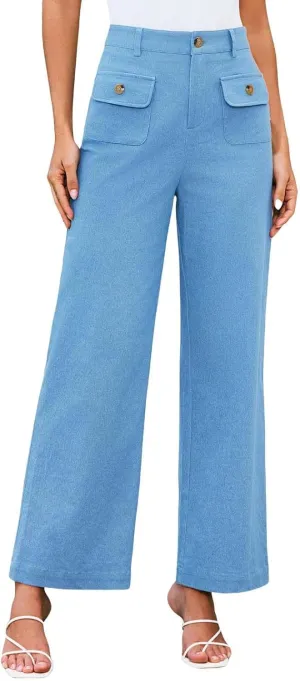 Oprah's Favorite Cropped Pants 2025, Tummy Control Wide Leg Trousers, Baggy Trousers High Waisted Stretchy Flare Pants
