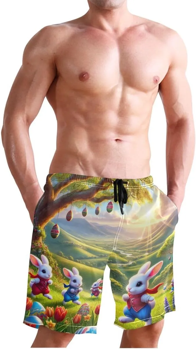 Otters Teal Mens Board Shorts Swimwear Casual Elastic Waist Drawstring Summer Beach Shorts