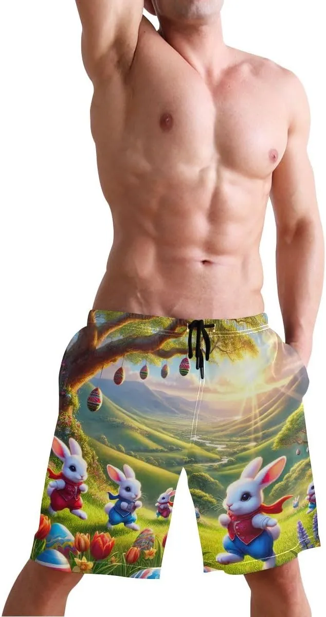 Otters Teal Mens Board Shorts Swimwear Casual Elastic Waist Drawstring Summer Beach Shorts