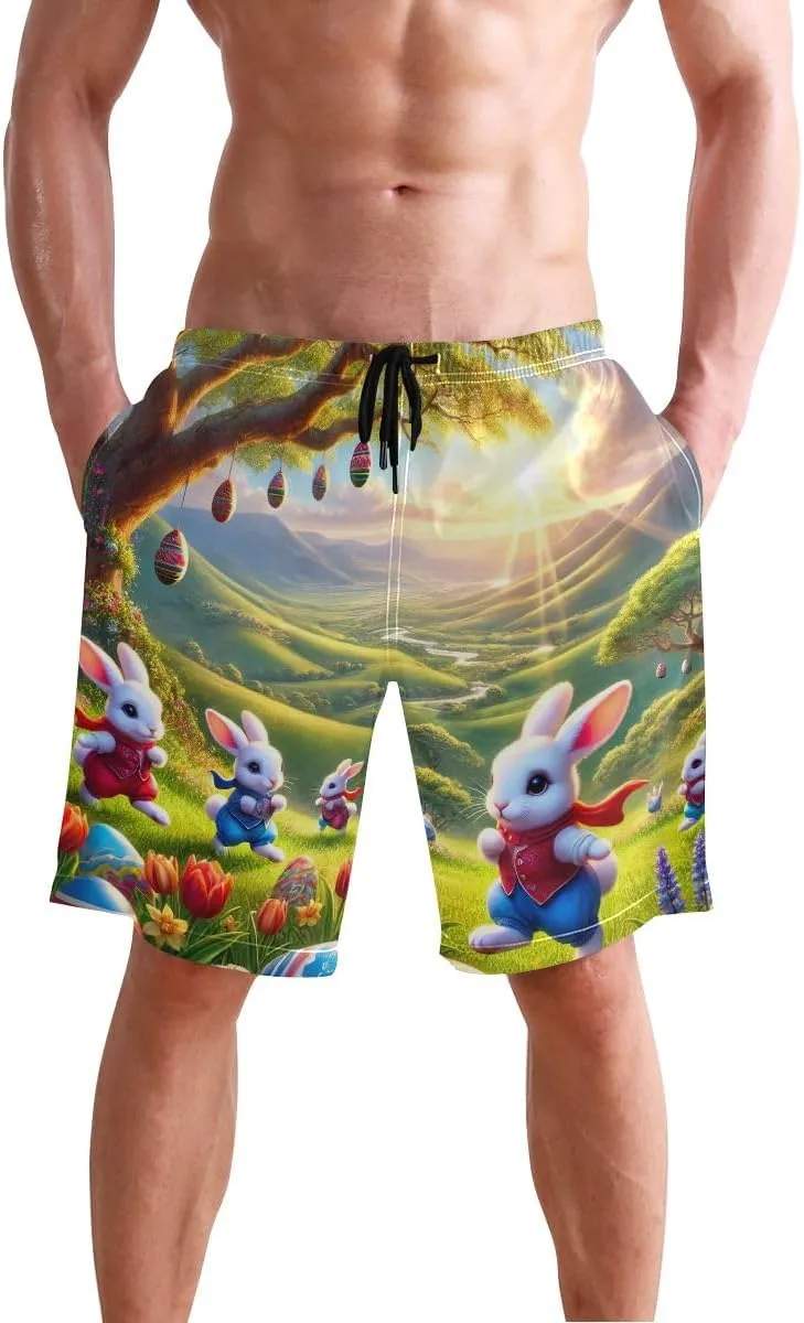 Otters Teal Mens Board Shorts Swimwear Casual Elastic Waist Drawstring Summer Beach Shorts