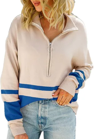Oversized Sweaters for Women Fall 2023 Turtleneck Sweater Ribbed Knit Sweater Slim Fit Basic Casual Tee Tops (Blue, XL)