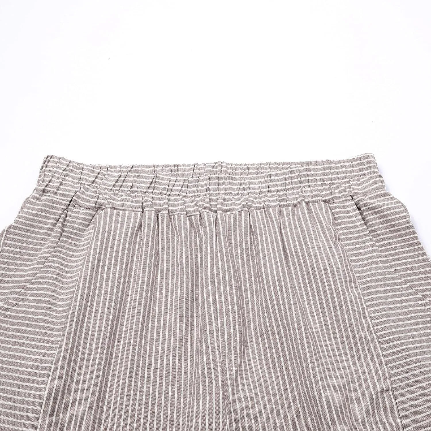 Plus Size Capris for Women Striped Floral Printed Cotton Linen Pants Lightweight Casual Trousers with Pockets