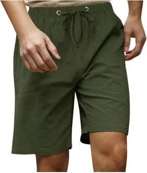 Plus Size Linen Shorts Mens Casual Shorts Lightweight Summer Beach Shorts Drawstring Shorts for Men
