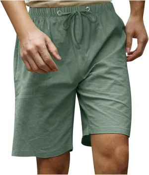 Plus Size Linen Shorts Mens Casual Shorts Lightweight Summer Beach Shorts Drawstring Shorts for Men